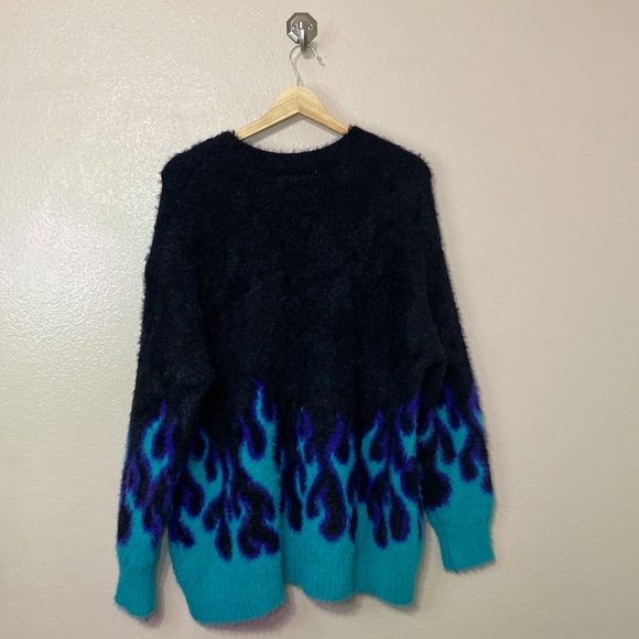 ADIKA - BLACK & BLUE FLAME SWEATER - Picture 10 of 13